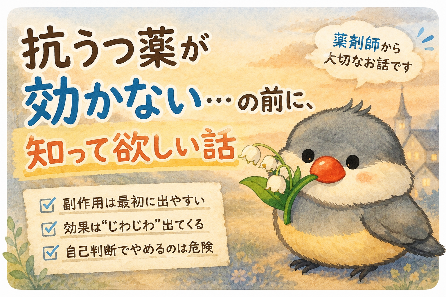 抗うつ薬の効果と副作用が表れるタイミングについて